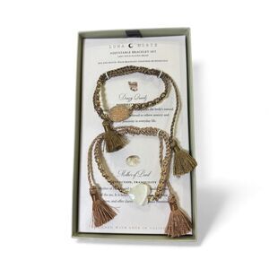 Luna Norte Adjustable Bracelet Set 14k Gold Plated Brass - New in Box
